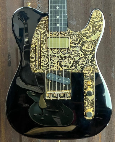 22057 Gold Roses on Shiny Nickel Steelcaster