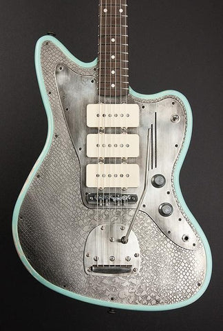 11069 Antique Silver Snakeskin Sea Foam Green on Cream SteelMaster