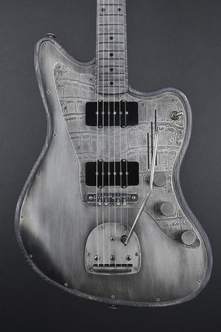 12115 Antique Silver Gator Engraved Pickguard SteelMaster