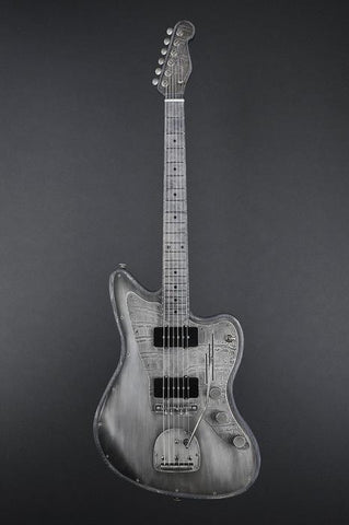 12115 Antique Silver Gator Engraved Pickguard SteelMaster