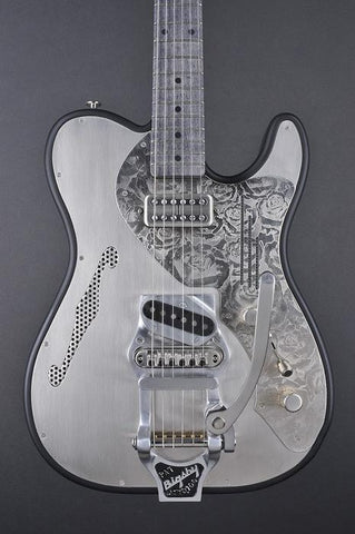 12177 Brushed Nickel Roses Deluxe SteelTopCaster with B16 Modified Bigsby
