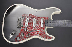 11207 Red on Steel Roses Cream Steel O Matic