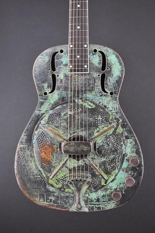 12121 Titanic Green Gator Engraved SteelResoGator