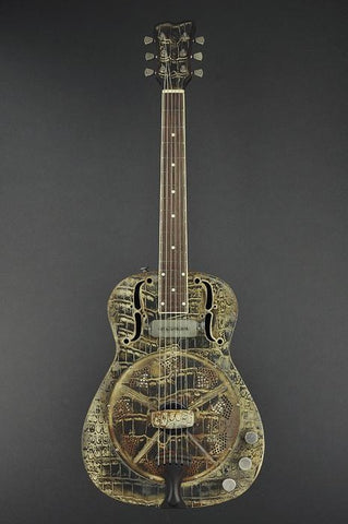 13098 Rust on Cream Gator Engraved SteelResoGator