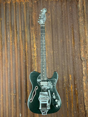 22085 Black Satin Roses Deluxe SteelCaster with B16 Bigsby