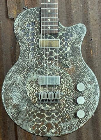 21117 Rust on Cream Snakeskin engraved SteelPhonic