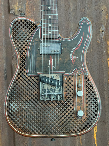 21177 Rusty Pinstriped Caged SteelCaster