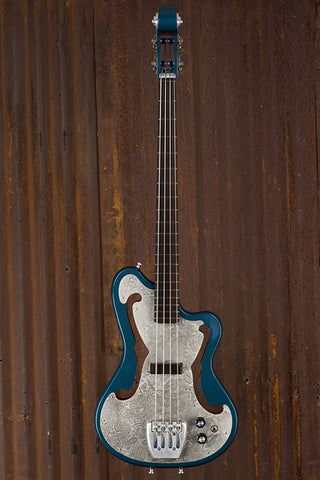 17002 Antique Silver Paisley Tuxedo Blue Scroll Bass