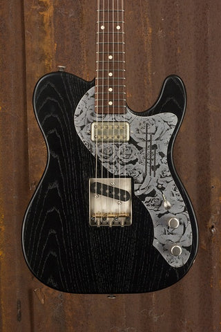 18063 Black Nitro on Steel Roses Engraved SteelGuardCaster