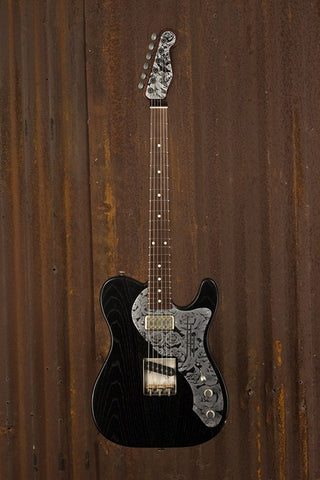 18063 Black Nitro on Steel Roses Engraved SteelGuardCaster