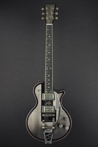 14097 Satin Black Antique Silver Holey Pinstripe SteelDeville with B7 Bigsby