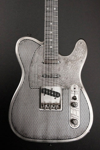 11045 Antique Silver Holey Gator Pickguard Baritone SteelCaster