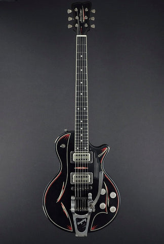 13156 Satin Black Pinstripe SteelDeville with B7 Bigsby