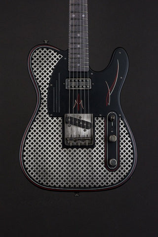 16081 Antique Silver Black Pinstripe Cage SteelCaster