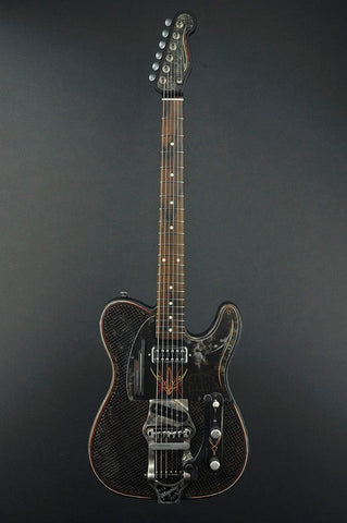 14032 Rust O Matic Pinstripe Square Holey SteelCaster with B16 Bigsby