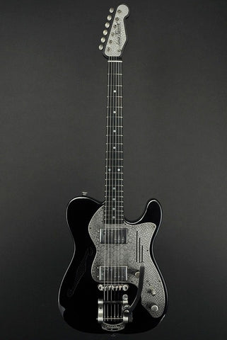 14002 Antique Silver Snakeskin Black on Steel Deluxe SteelCaster with B5 Bigsby