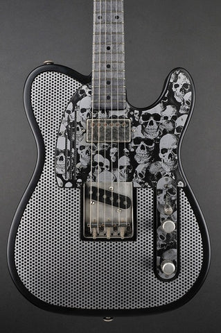 12144 Black on Steel Holey Skulls SteelCaster