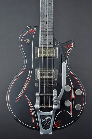 13018 Satin Black Pinstripe SteelDeville with B7 Bigsby