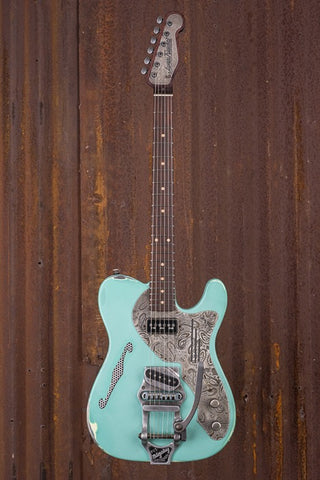 17115 Ocean Blue on Antique Silver Paisley Deluxe SteelCaster