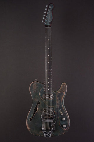 16045 Titanic Green Snakeskin Deluxe StellCaster with B16 Bigsby