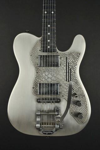 14177 Antique Silver Snakeskin Deluxe SteelCaster with B5 Bigsby