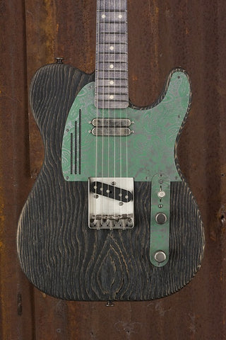 19019 Antique Silver on Sage Green Paisley SteelGuardCaster