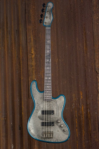19012 Antique Silver Paisley Engraved Tuxedo Blue SteelTop Bass