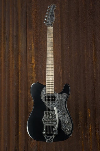 17079 Black on Steel Paisley No F-Hole Deluxe SteelCaster
