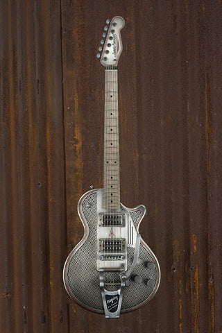 18079 Antique Silver Pinstriped Holey SteelDeville Caster with B16 Bigsby