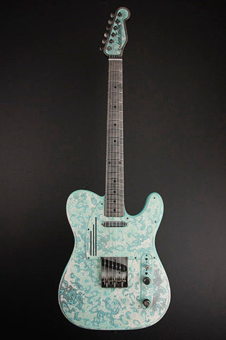 11098 Sea Foam Green on Cream Paisley SteelCaster