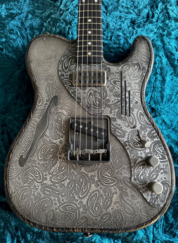 25032 Antique Silver Paisley Engraved Deluxe Steeltopcaster