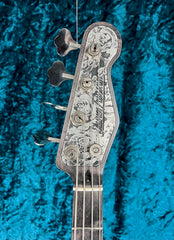 19004 Black on Antique Silver Roses SteelTopCaster Bass
