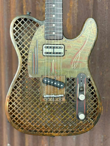 25016 Rusty Square Perforated Pinstriped Steelcaster