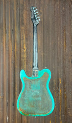 22098 Blue Moon Titanic Green Snakeskin Deluxe SteelCaster with B16 Bigsby