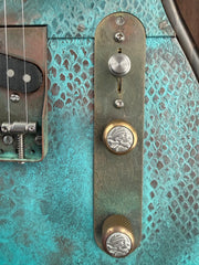 26054 Titanic Green Snake Skin Steeltopcaster