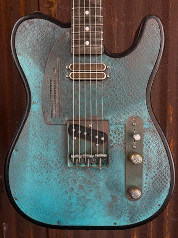 26054 Titanic Green Snake Skin Steeltopcaster