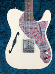 24057 Red on Steal Roses Cream Deluxe Steelcaster