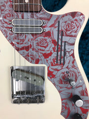 24057 Red on Steal Roses Cream Deluxe Steelcaster