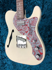 24057 Red on Steal Roses Cream Deluxe Steelcaster