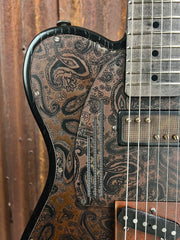 26036 Rust and Black Paisley Engraved Steeltopcaster