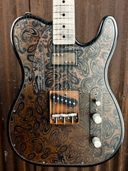 26036 Rust and Black Paisley Engraved Steeltopcaster