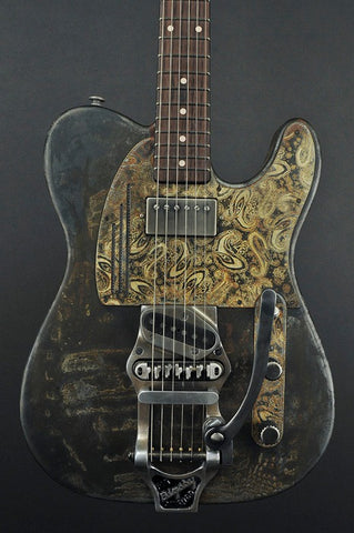 13187 Rust on Cream Paisley Pickguard SteelCaster with a B16 Bigsby