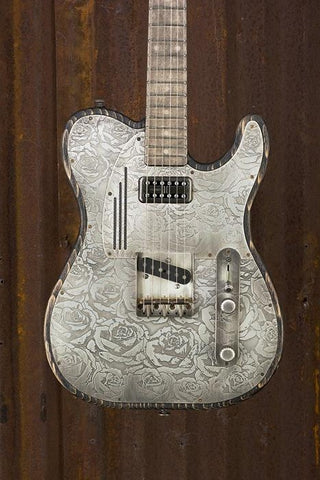 17083 Antique Silver Roses Driftwood SteeltopCaster