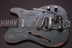 16045 Titanic Green Snakeskin Deluxe StellCaster with B16 Bigsby