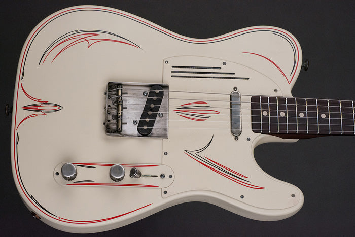 15026 Cream on Red Pinstriped SteelCaster