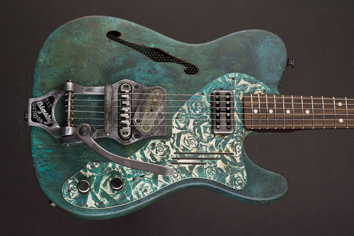 16138 Titanic Green on Cream Roses Deluxe SteelCaster