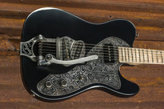 17079 Black on Steel Paisley No F-Hole Deluxe SteelCaster