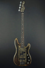 14077 Rust on Cream Snakeskin FRETLESS SteelCaster Bass