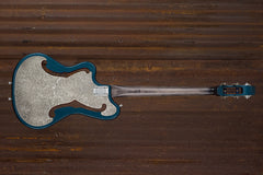 17002 Antique Silver Paisley Tuxedo Blue Scroll Bass