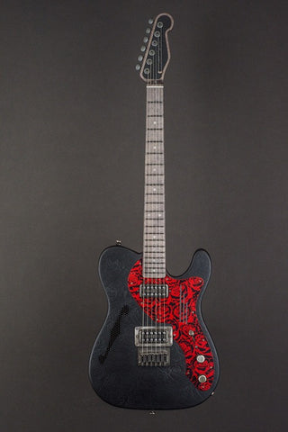 16073B Black and Red Roses Deluxe Steelcaster
